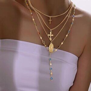 NEW! Anthro layered cross necklace